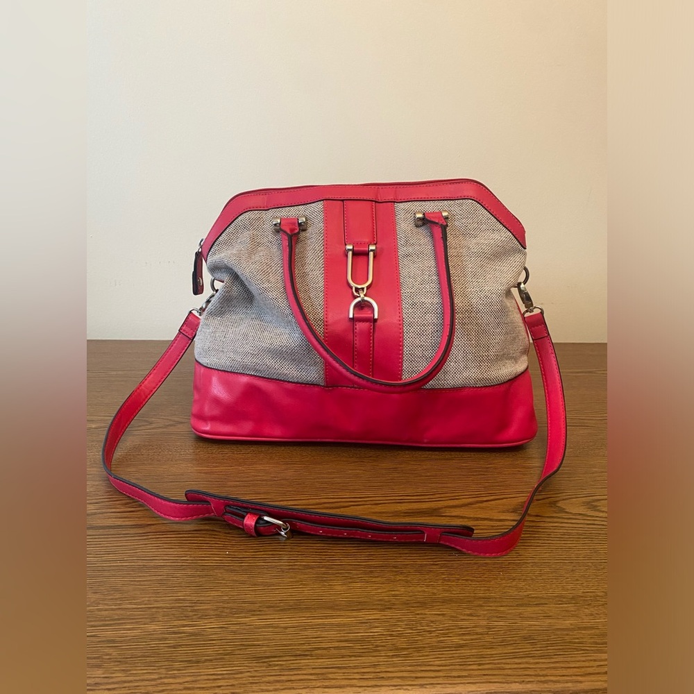 London Fog  Leather & Tweed Handbag